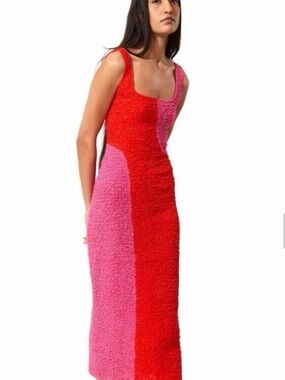 Mara Hoffman Sloan Colorblock Red & Pink Sleeveless Maxi Dress 2X NWT